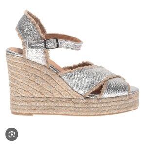 Castaner Bromelia Wedge Espadrille Silver Leather 40